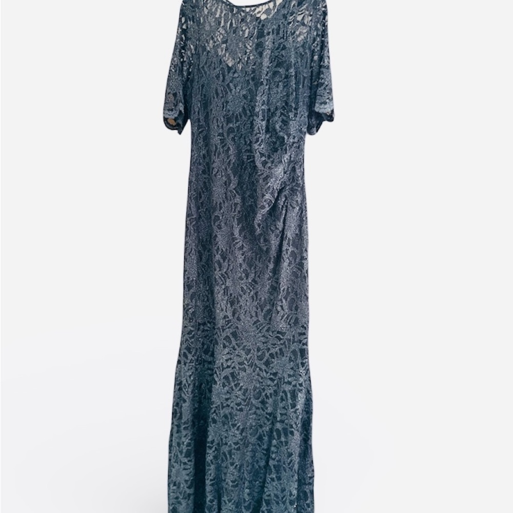 Xscape Charcoal Lace Maxi Dress